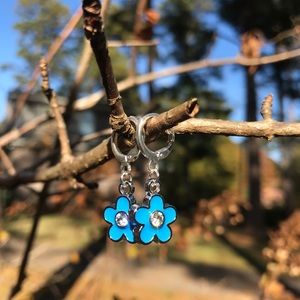 Blue Flower Enamel Earrings